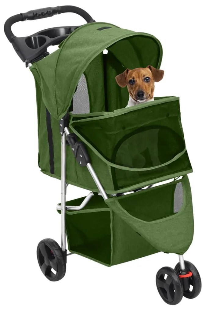 Passeggino per cani pieghevole verde 80x46x98cm tessuto oxford