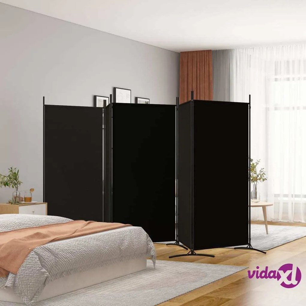 vidaXL Divisorio a 5 Pannelli Nero 433x180 cm in Tessuto