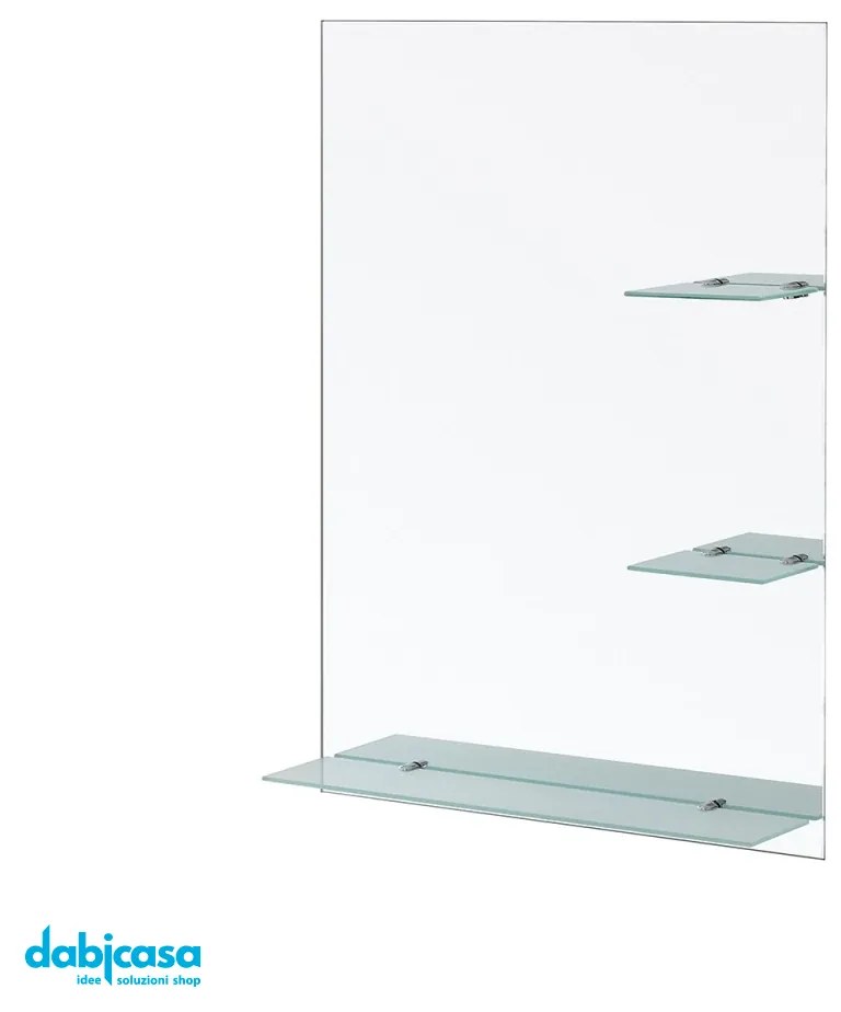 Specchio Rettangolare "Shelf" Da 60x80 Con Tre Mensole In Vetro