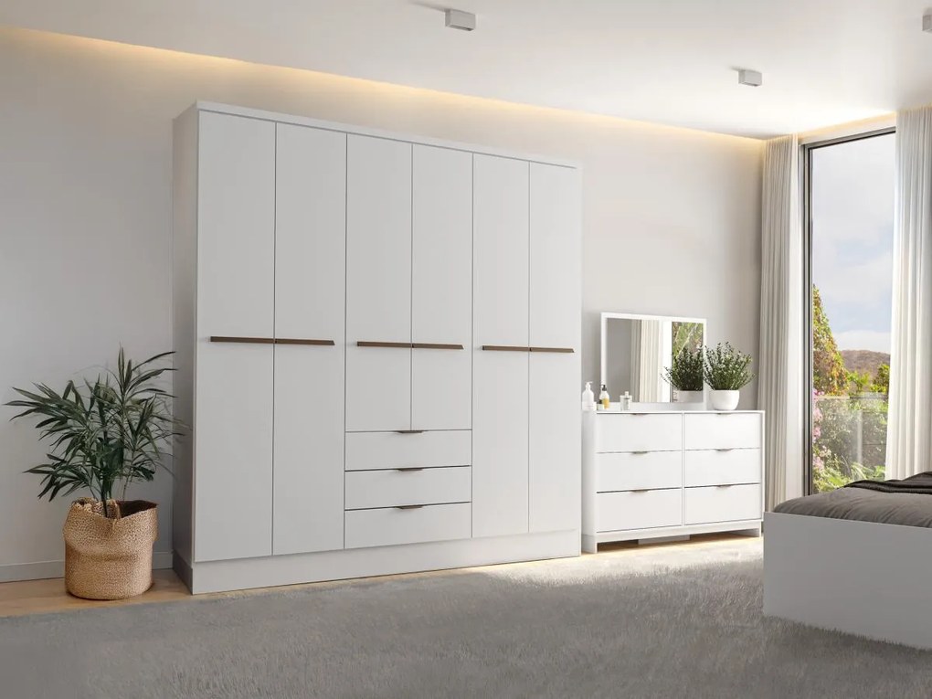 Armadio 6 ante e 3 cassetti L180 cm Bianco  - PEROLI