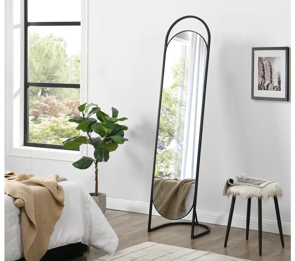 Specchio su piede psiche L.41 x H. 171 cm in Ferro Nero - ZINEB