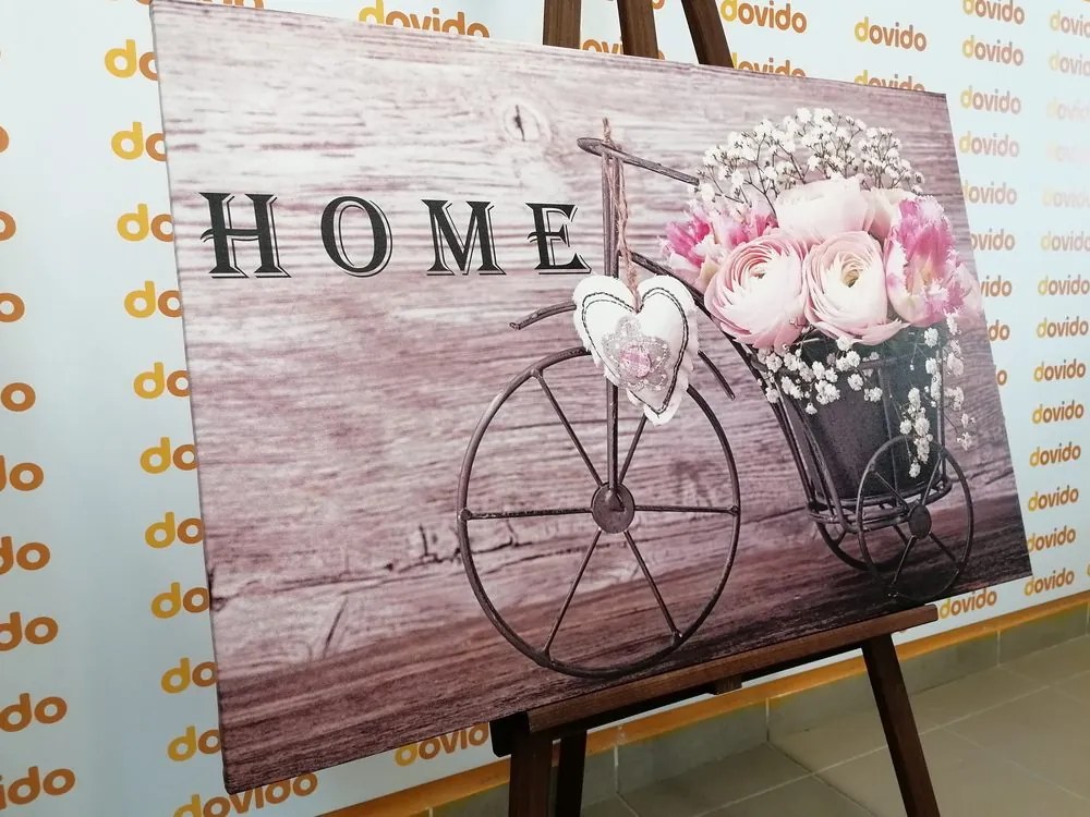 Stampa su tela – Fiori meravigliosi in vaso vintage con iscrizione