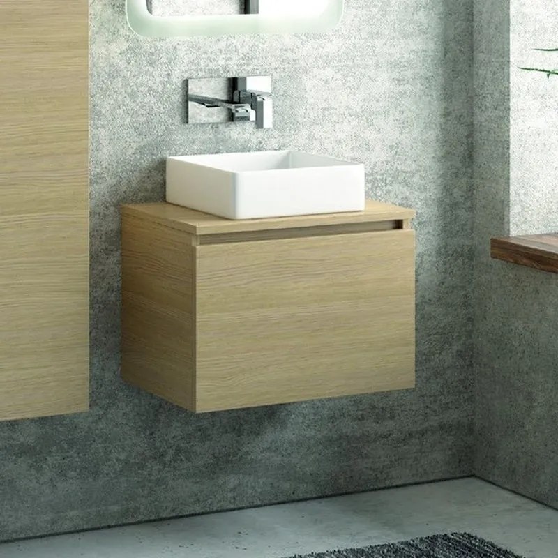 Composizione mobili bagno sospesi 60 cm con lavabo, colonna e specchio led SP-60B - KAMALU