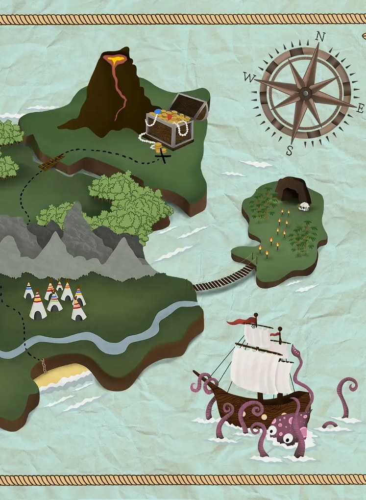 Coordonne Carta da parati panoramica Treasure Map - Mint