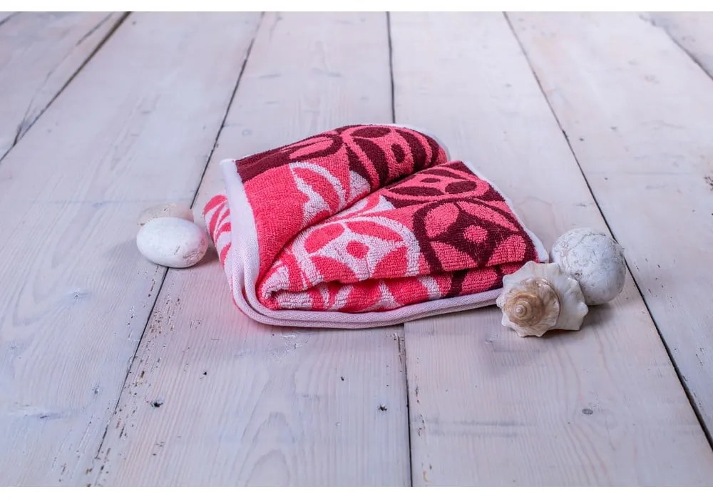 Asciugamano rosa in cotone 70x140 cm Compass - JAHU collections