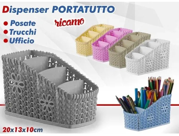 Trade Shop - Dispenser Portatutto Organizer Ricamo Milleusi Posate Trucchi Ufficio Colorato