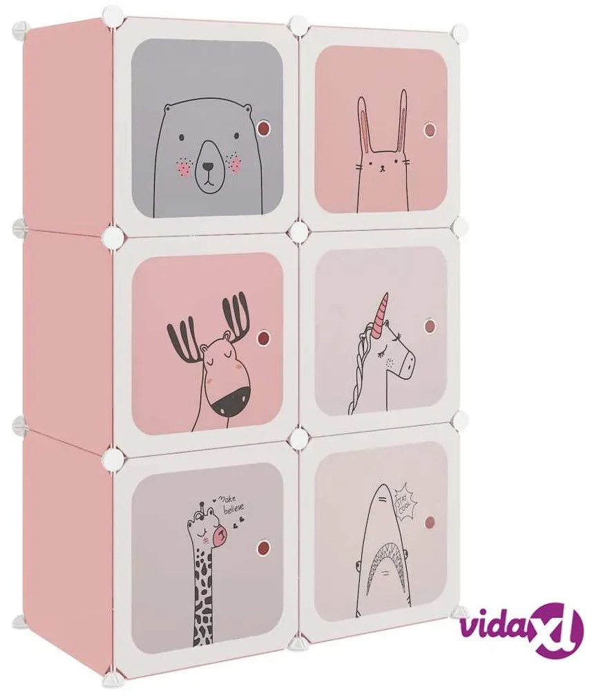 vidaXL Scaffale Portaoggetti per Bambini con 6 Cubi Rosa in PP