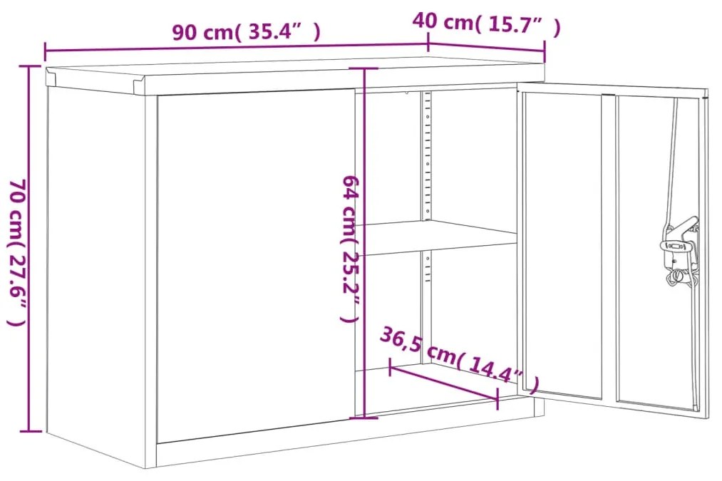 Armadio Classificatore Antracite 90x40x70 cm in Acciaio