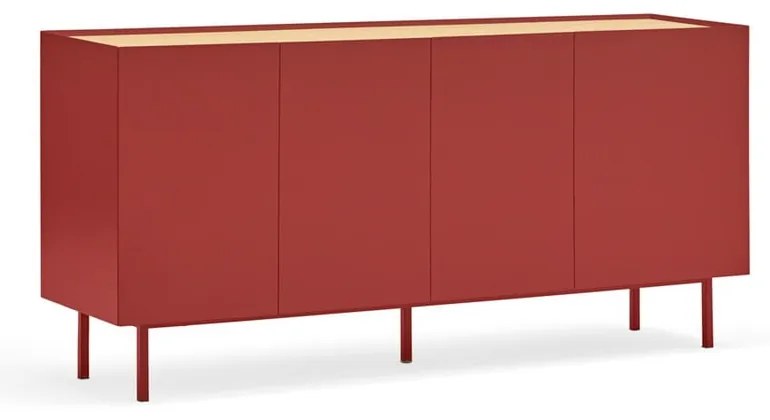 Cassettiera bassa rossa effetto rovere 165x78 cm Arista - Teulat