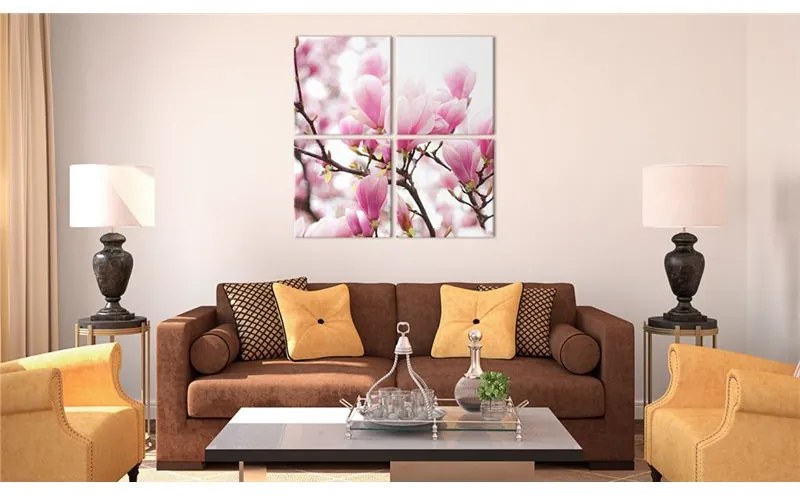 Quadro Cespuglio di magnolie in fiore  Colore colorful, Dimensioni e Misure 40x40