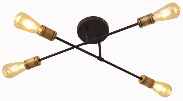 Lampadario a plafone CAMBRIDGE 4xE27/20W/230V nero/oro