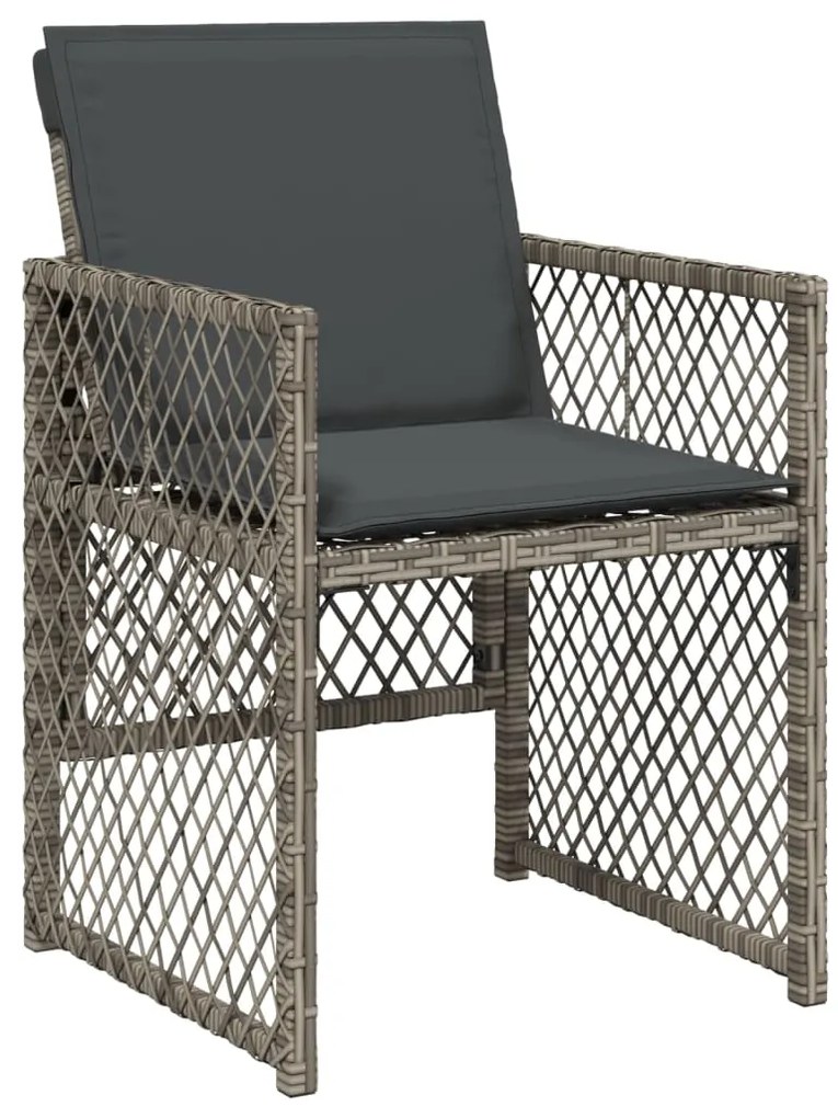 Set da pranzo da giardino 5 pz con cuscini in polyrattan grigio