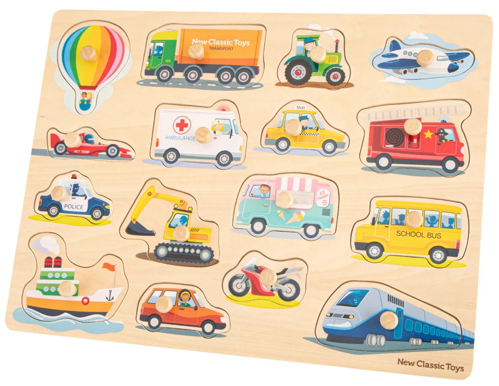 Puzzle in legno - Mezzi di trasporto - 16 pezzi