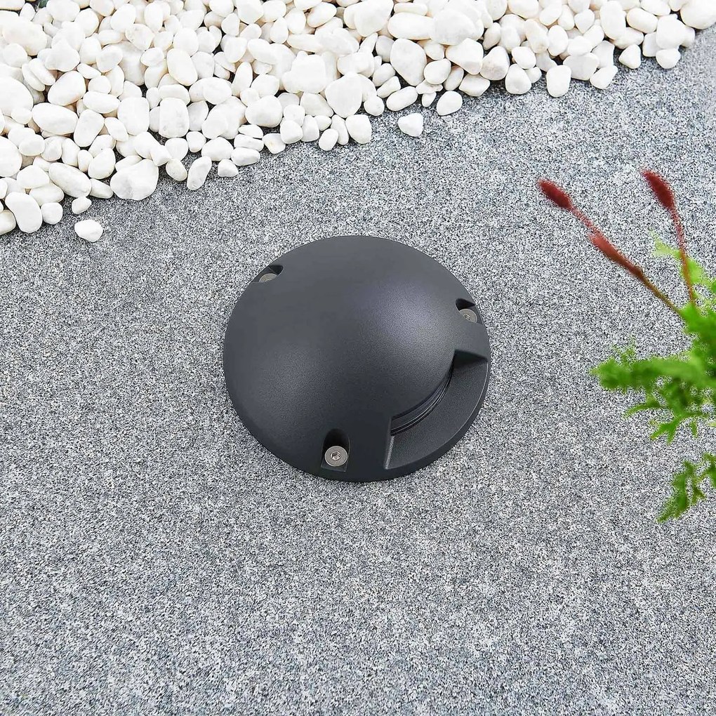 Lindby Huban lampada LED da terra, 1 luce, Nero, Alluminio, Moderno, Lampada LED da esterni