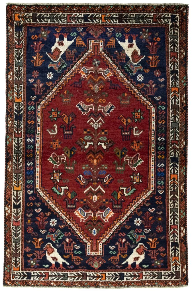 Shiraz Tappeto persiano 170 x 110 Rosso (Iran) Annodato A Mano