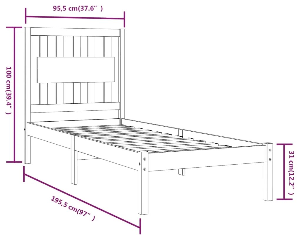 Giroletto in Legno Massello di Pino 90x190 cm Single