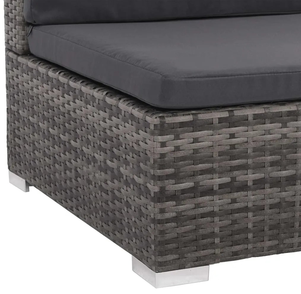 Set Divani da Giardino 8 pz con Cuscini in Polyrattan Grigio