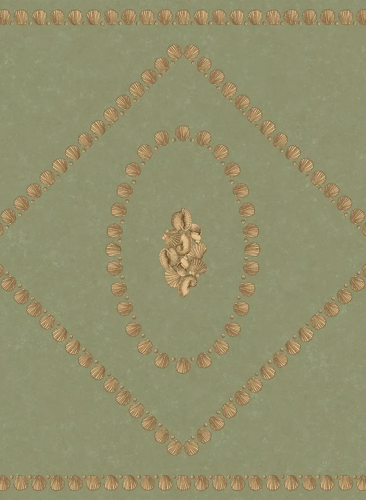Cole & Son Carta da parati Conchiglie - Antique Gold on Ivy