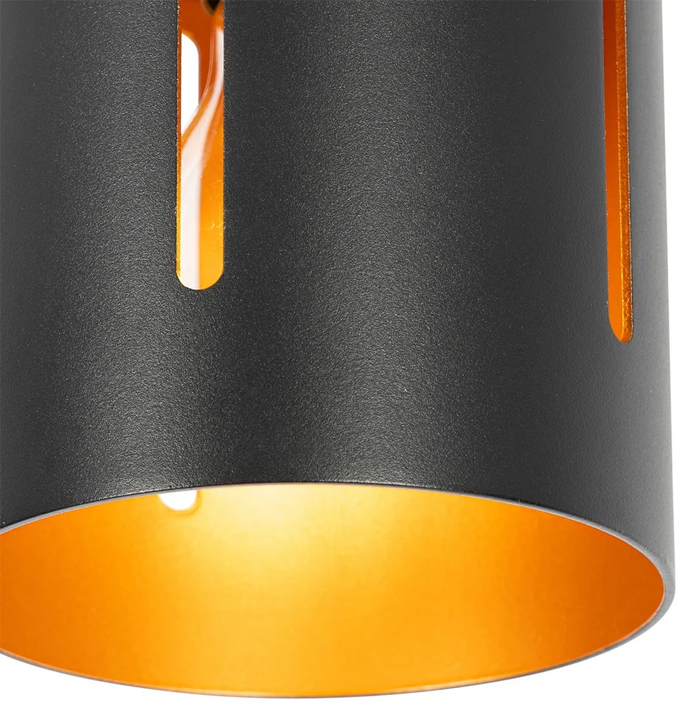 Plafoniera di design nera con interno dorato - Yana