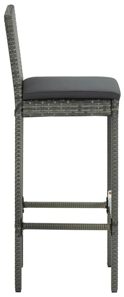 Set da Bar da Giardino 5 pz con Cuscini in Polyrattan Grigio