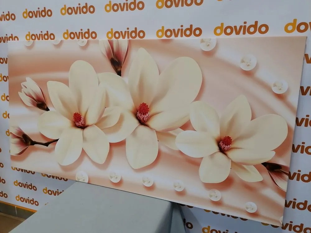 Quadro su tela – Magnolia di lusso con perle