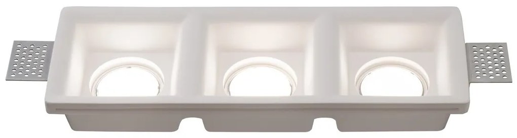 Portafaretto 3xGU10 o MR16 in Gesso Pitturabile Rettangolare 280x100mm