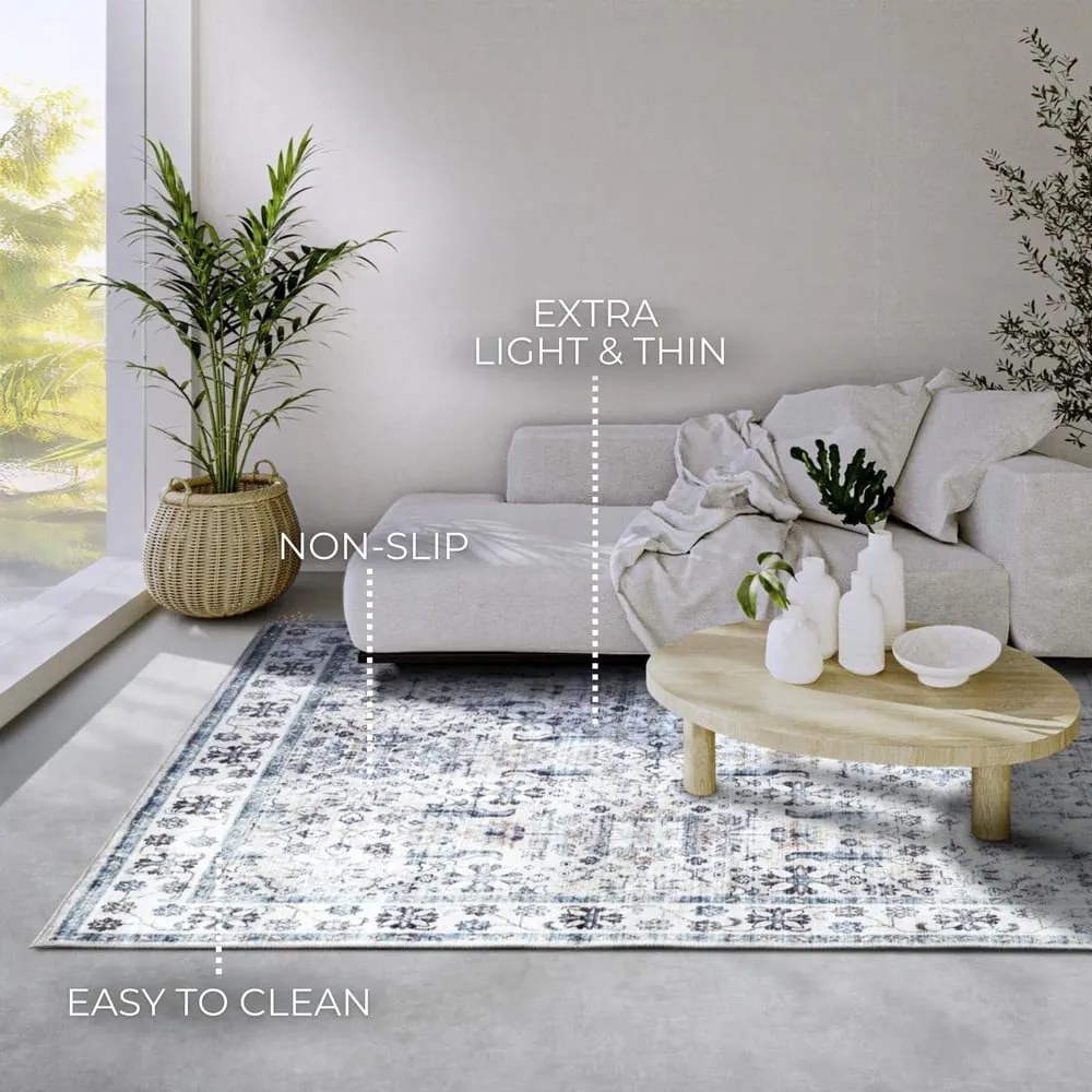 Tappeto azzurro 120x160 cm Saveh Cream Blue - Elle Decoration