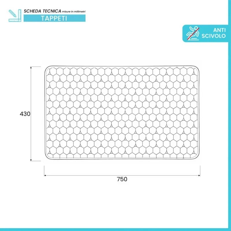 Tappeto bagno antiscivolo verde 75x43 cm Maya