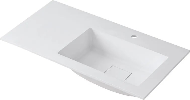 Lavabo a incasso rettangolare vasca a destra L 90.5 x H 15 x P 46 cm in resina bianco lucido