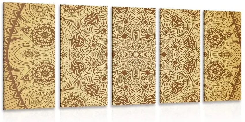 Quadri 5 pezzi – Mandala ornamentale con pizzo