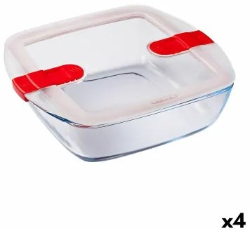 Porta pranzo Ermetico Pyrex Cook  Heat 25 x 22 x 7 cm 2,2 L Trasparente Vetro (4 Unità)