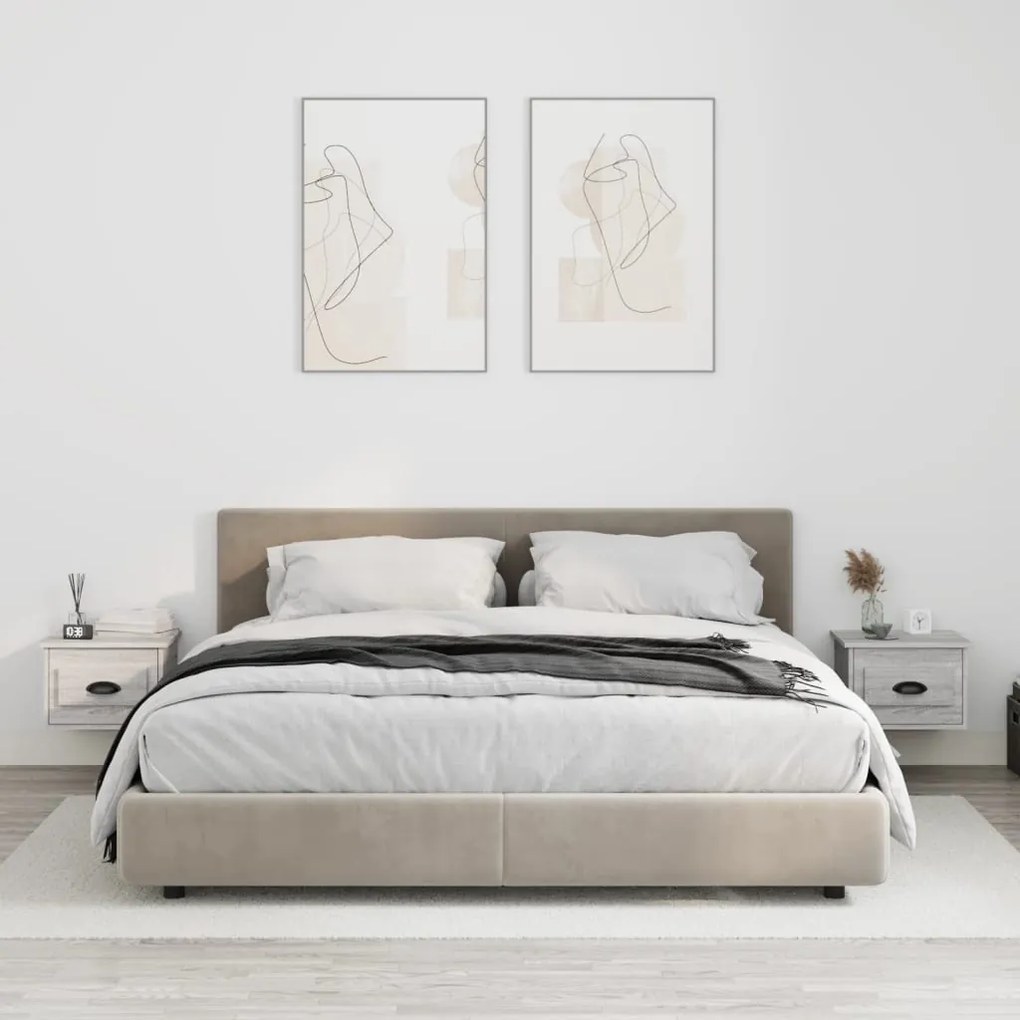 Comodini A Parete 2 Pz Grigio Sonoma 41,5x36x28 Cm /