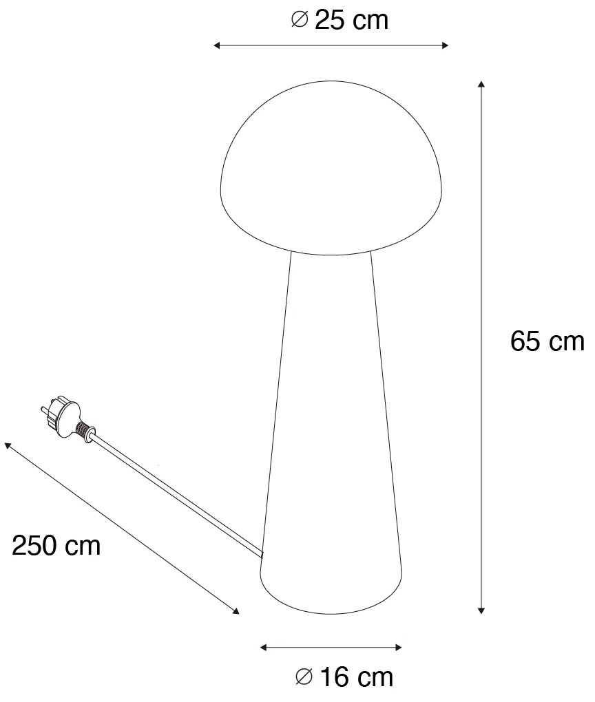 Lampada da terra per esterni nera 65 cm - Mushroom