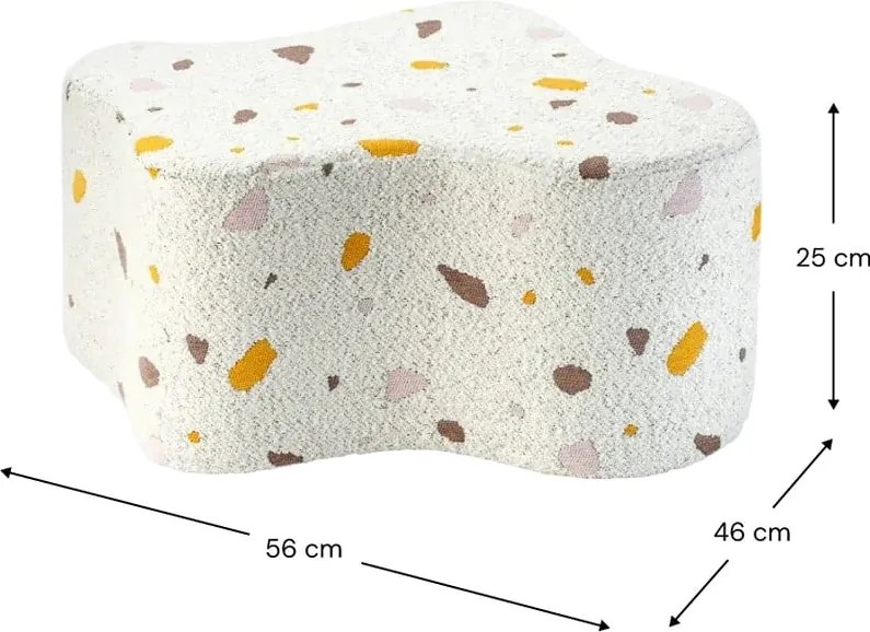 Pouf per bambini bianco con rivestimento in bouclé e ciniglia Terrazzo Cloud – Wigiwama