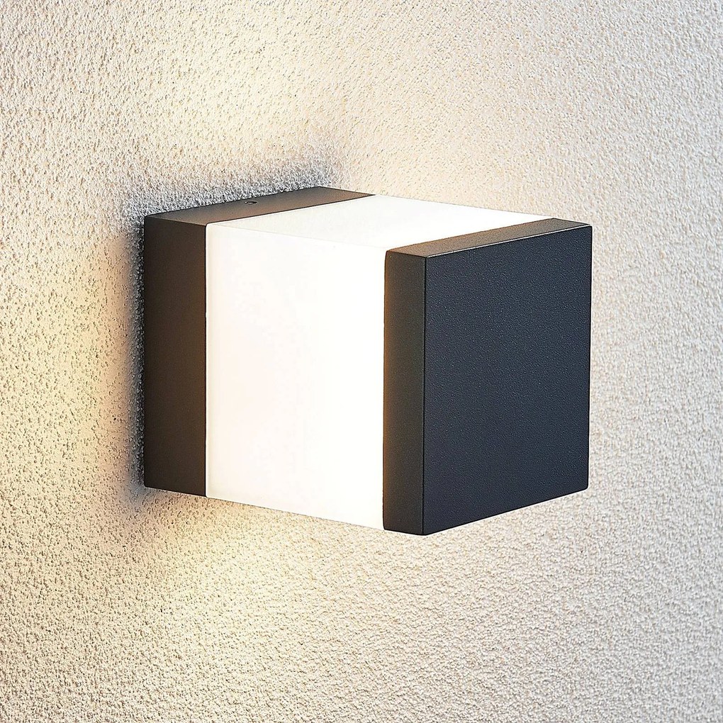 Lindby Applique LED esterni Litas, angolare, grigio scuro