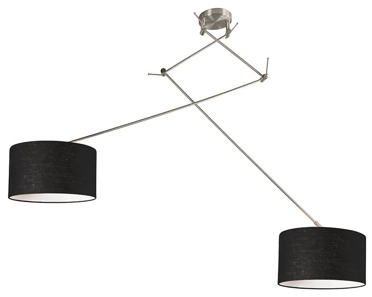 Lampada a sospensione in acciaio con paralume 35 cm nero regolabile 2 luci - Blitz