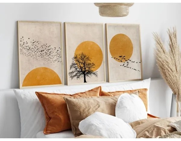 Set di 3 quadri incorniciati 50x70 cm beige/arancione