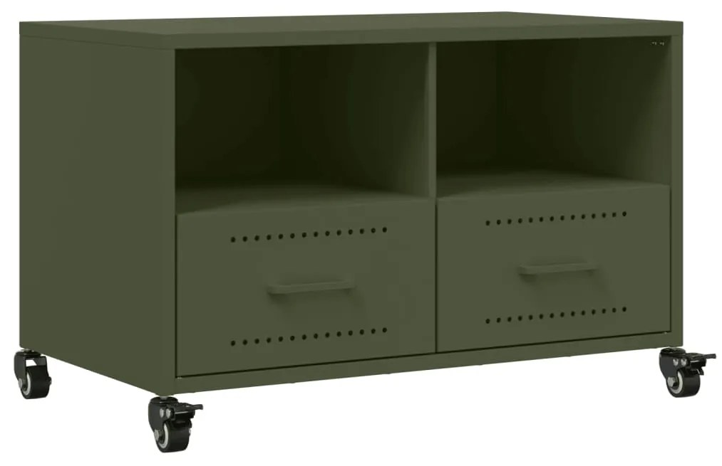 Mobile tv verde oliva 68x39x43,5cm in acciaio laminato a freddo