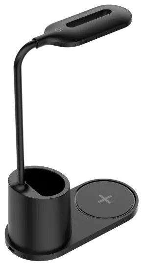 Lampada da tavolo LED LED/3W/5V con ricarica wireless nero