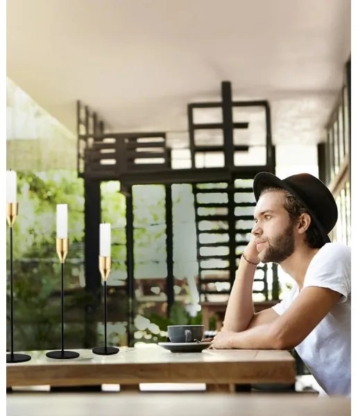 Set da 3 portacandele nero/oro