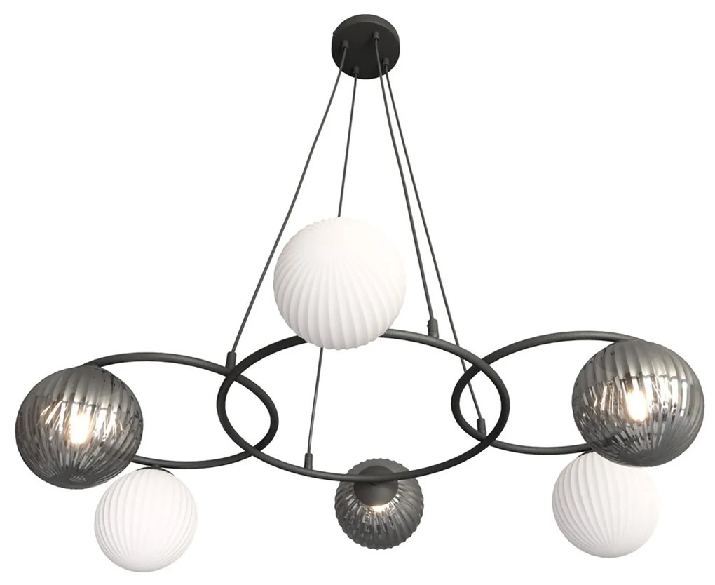 Lampadario Moderno Eolo Acciaio Nero 6 Luci E14 Ip20