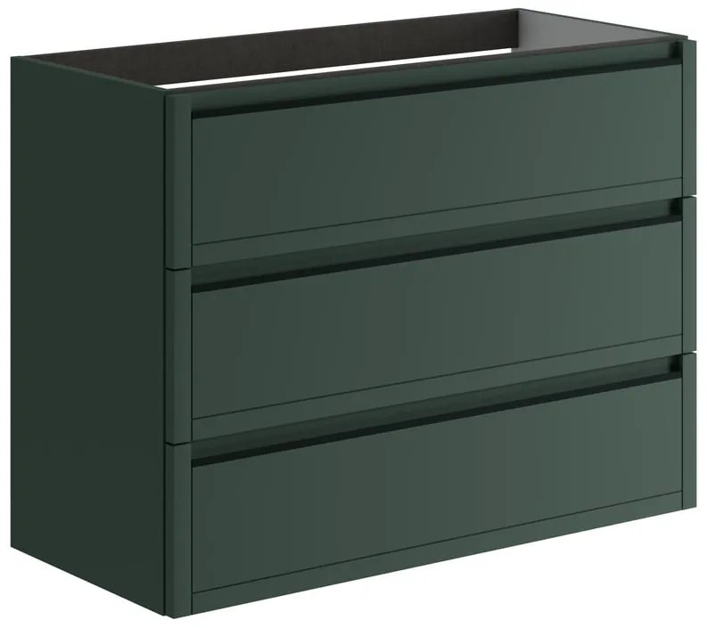 Mobile da bagno sospeso sotto lavabo L 99.5 x H 78 x P 45.5 cm verde opaco, 3 cassetti TRATTO