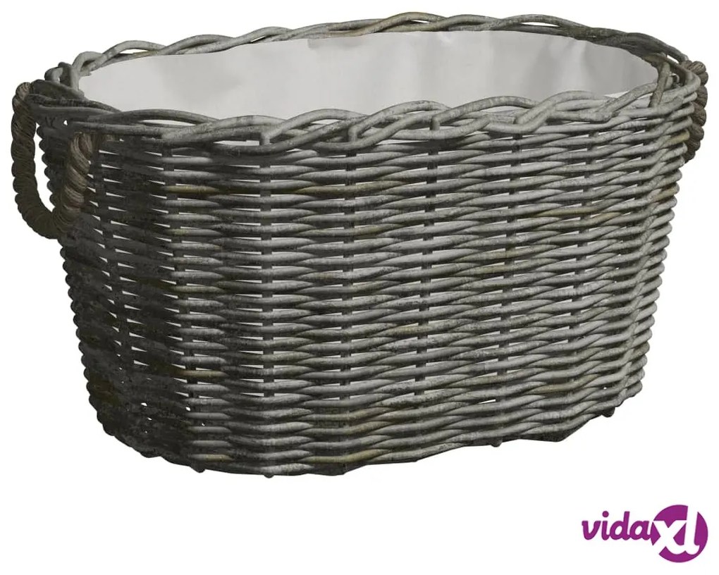 vidaXL Cesta per Legna con Maniglie 60x40x28 cm Grigia in Salice