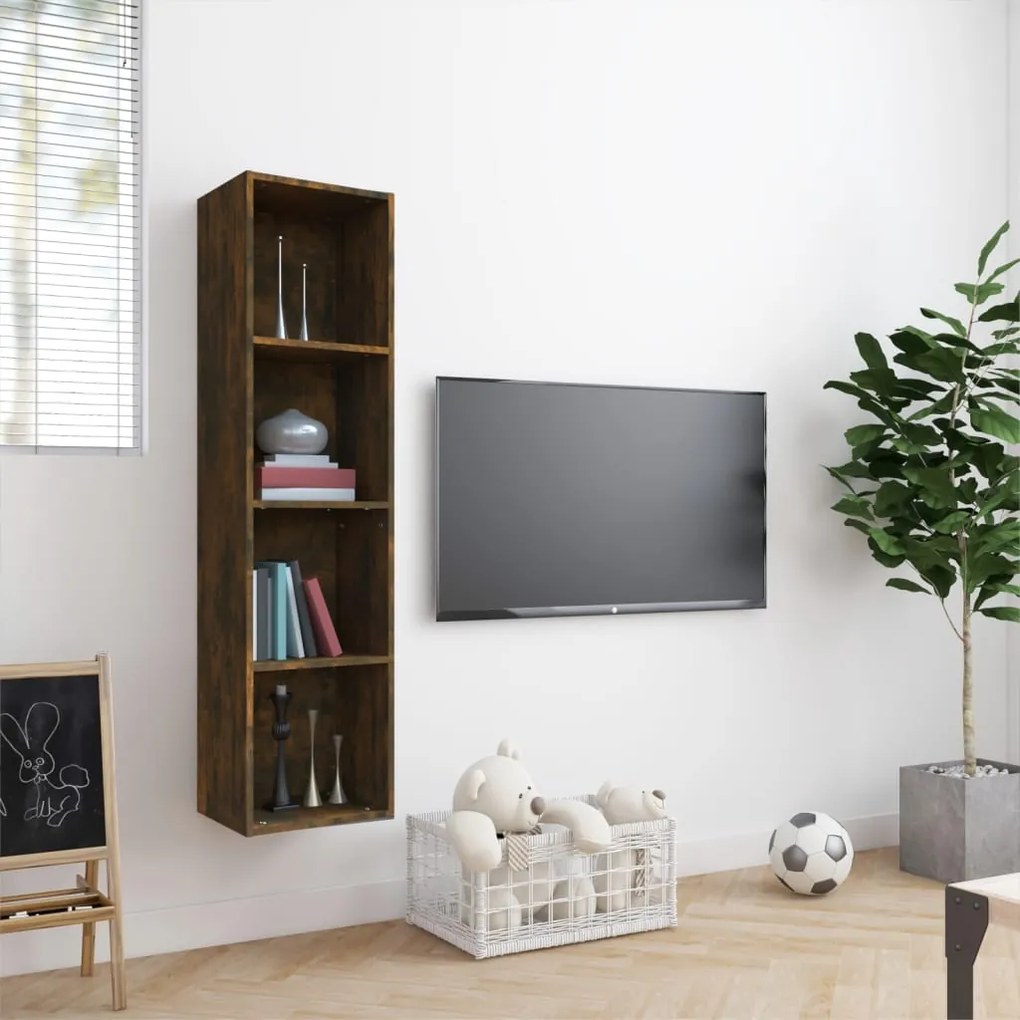 Libreria/mobile tv rovere fumo 143x30x36 cm legno multistrato