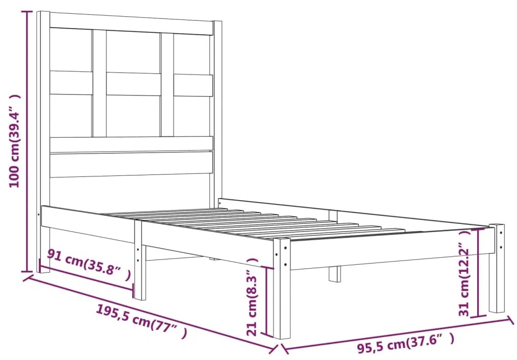 Giroletto bianco in legno massello di pino 90x190 cm single