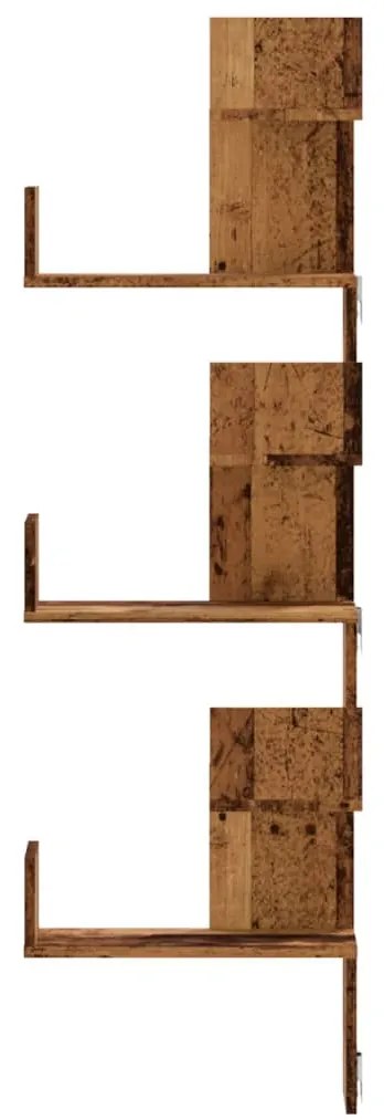 Scaffale angolare muro legno antico 45x45x147 cm multistrato