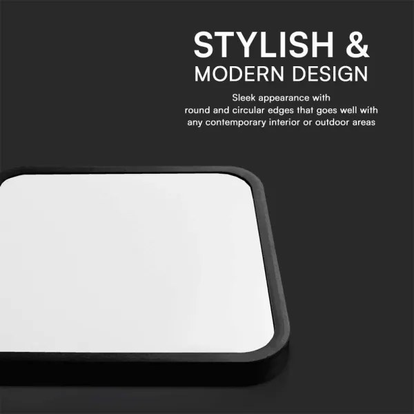 Plafoniera LED bagno 48W 230V IP44 3000K 42x42 cm nera