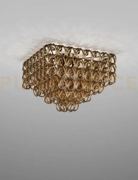 Giogali lampadadario a soffitto 65q cristallo quadrato oro e bronzo...