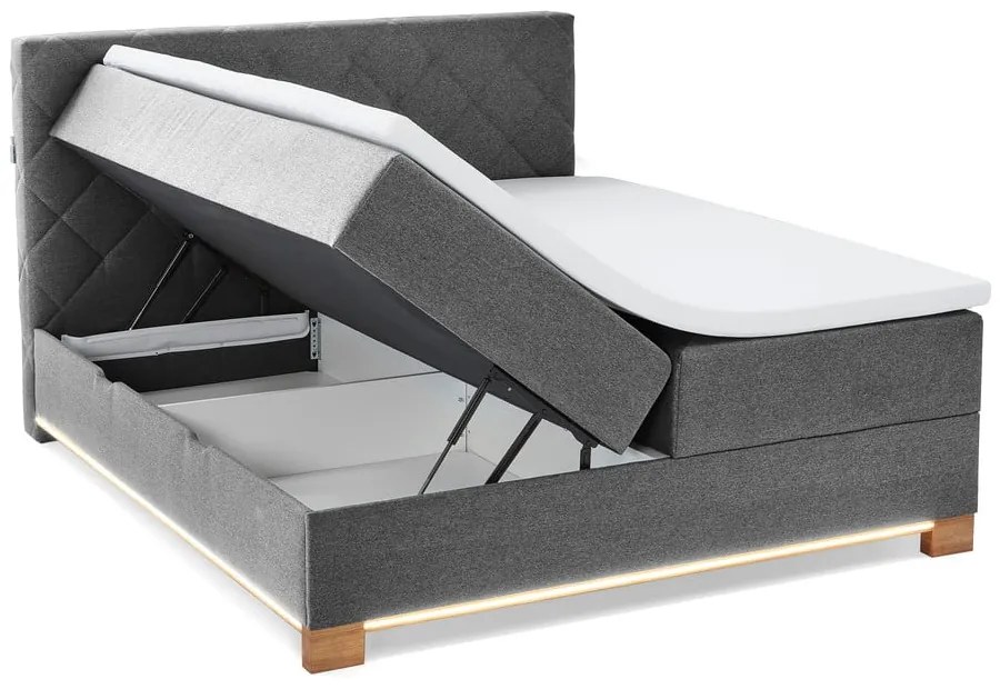 Letto boxspring grigio con contenitore 180x200 cm Messina - Meise Möbel