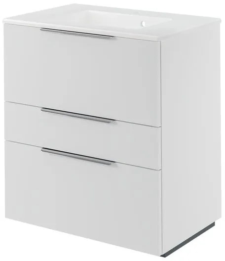 Mobile da bagno a terra sotto lavabo L 75 x H 84 x P 48 cm bianco laccato, 3 cassetti SENSEA Neo